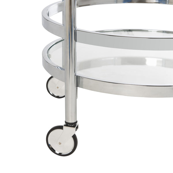 Safavieh Sienna 2-Tier Round Bar Cart - Stylish And Contemporary Serving Solution For Upscale Entertaining Chrome/Glass BCT8001C