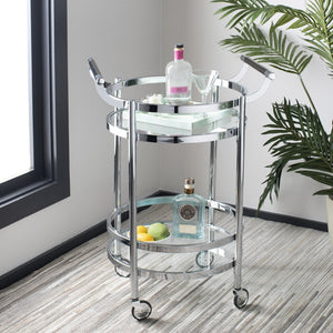 Safavieh Sienna 2-Tier Round Bar Cart - Stylish And Contemporary Serving Solution For Upscale Entertaining Chrome/Glass BCT8001C