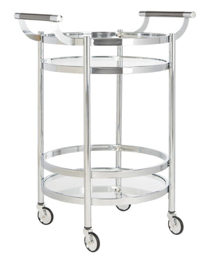 Safavieh Sienna 2-Tier Round Bar Cart - Stylish And Contemporary Serving Solution For Upscale Entertaining Chrome/Glass BCT8001C
