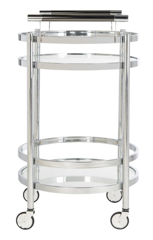 Safavieh Sienna 2-Tier Round Bar Cart - Stylish And Contemporary Serving Solution For Upscale Entertaining Chrome/Glass BCT8001C