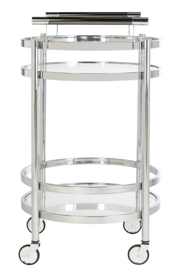Safavieh Sienna 2-Tier Round Bar Cart - Stylish And Contemporary Serving Solution For Upscale Entertaining Chrome/Glass BCT8001C
