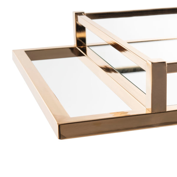 Safavieh Capri Two-Tier Rectangle Bar Cart – Glamorous Gold Finish With Mirrored Shelves For Stylish Serving BCT8003A