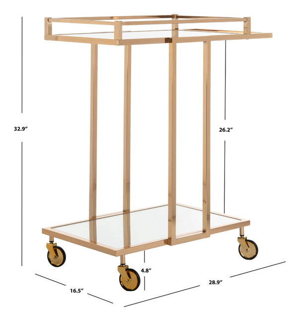 Safavieh Capri Two-Tier Rectangle Bar Cart – Glamorous Gold Finish With Mirrored Shelves For Stylish Serving BCT8003A