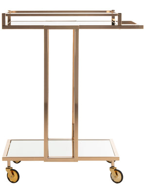 Safavieh Capri Two-Tier Rectangle Bar Cart – Glamorous Gold Finish With Mirrored Shelves For Stylish Serving BCT8003A
