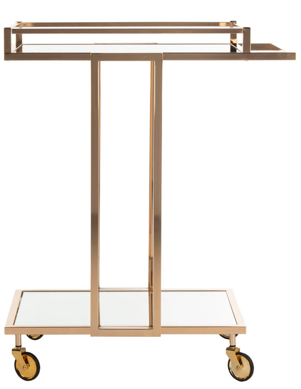Safavieh Capri Two-Tier Rectangle Bar Cart – Glamorous Gold Finish With Mirrored Shelves For Stylish Serving BCT8003A