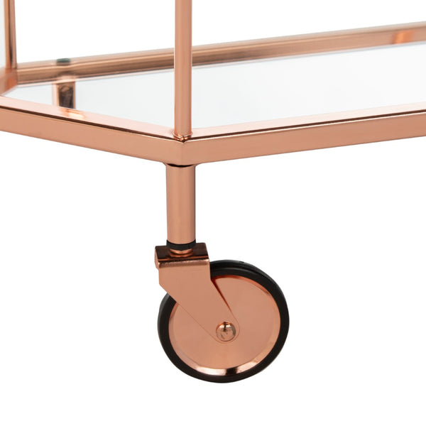 Safavieh Silva Contemporary 2-Tier Octagon Bar Cart With Mirrored Shelves For Elegant Home Entertaining Decor Rose Gold/Mirror BCT8004A