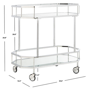 Safavieh Silva Contemporary 2-Tier Octagon Bar Cart With Mirrored Shelves For Elegant Home Entertaining Decor Chrome/Mirror BCT8004B