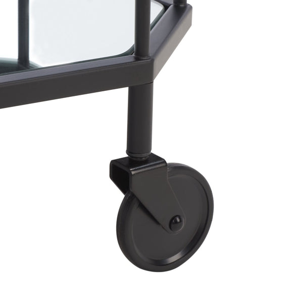 Safavieh Silva Contemporary 2-Tier Octagon Bar Cart With Mirrored Shelves For Elegant Home Entertaining Decor Black BCT8004D