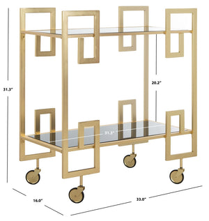Safavieh Eliza Elegant 2-Tier Bar Cart With Greek Key Design - Modern Luxury For Stylish Entertaining Spaces BCT8005A