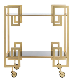 Safavieh Eliza Elegant 2-Tier Bar Cart With Greek Key Design - Modern Luxury For Stylish Entertaining Spaces BCT8005A