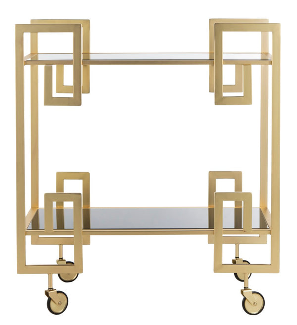 Safavieh Eliza Elegant 2-Tier Bar Cart With Greek Key Design - Modern Luxury For Stylish Entertaining Spaces BCT8005A