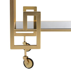 Safavieh Eliza Elegant 2-Tier Bar Cart With Greek Key Design - Modern Luxury For Stylish Entertaining Spaces BCT8005A