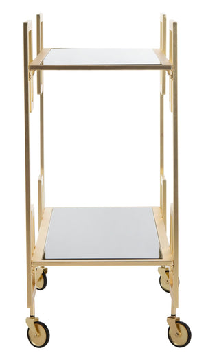 Safavieh Eliza Elegant 2-Tier Bar Cart With Greek Key Design - Modern Luxury For Stylish Entertaining Spaces BCT8005A