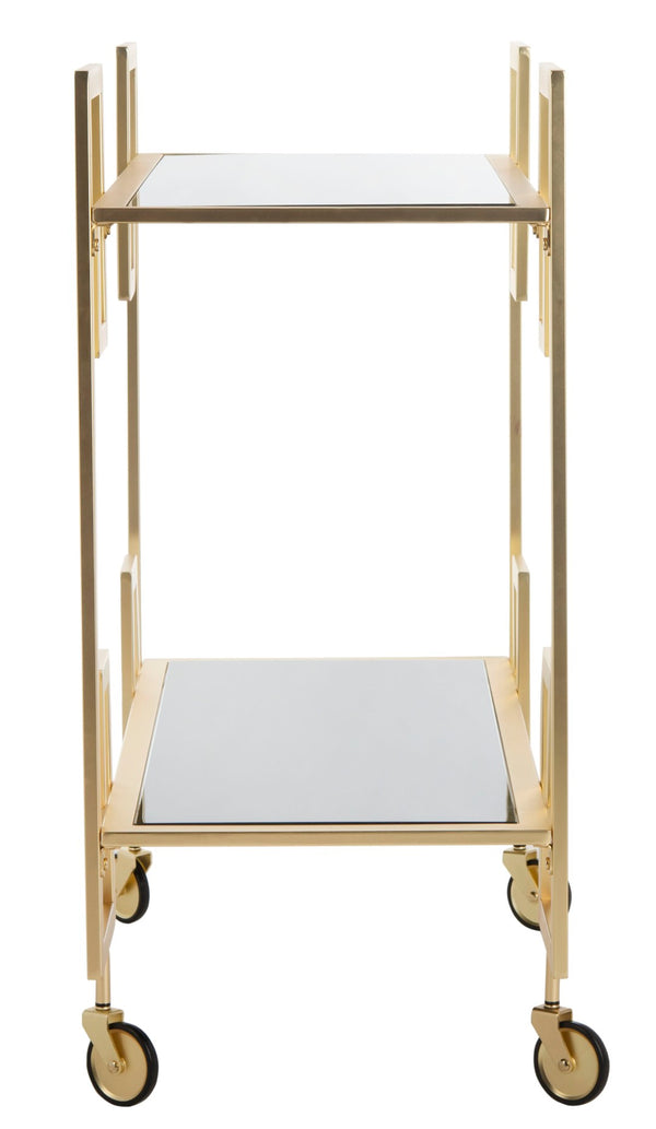 Safavieh Eliza Elegant 2-Tier Bar Cart With Greek Key Design - Modern Luxury For Stylish Entertaining Spaces BCT8005A