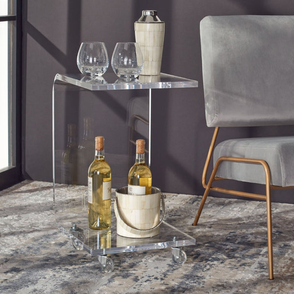 Safavieh Rollins Acrylic Bar Cart - Sleek C-Frame Design, Durable & Mobile, Perfect For Stylish Entertaining! BCT8006A