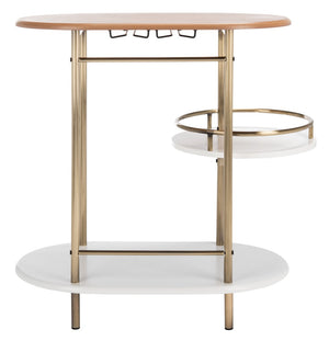 Safavieh Iva 3 Tier Swivel Bar Table - Chic Compact Design With Rotating Shelf For Effortless Entertaining Light Walnut/ Gold BCT8007A