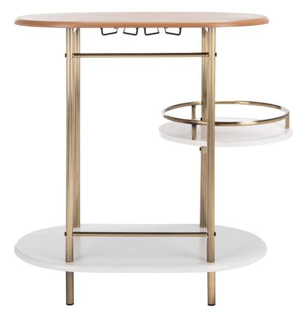 Safavieh Iva 3 Tier Swivel Bar Table - Chic Compact Design With Rotating Shelf For Effortless Entertaining Light Walnut/ Gold BCT8007A