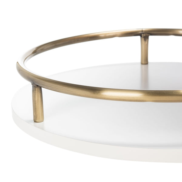 Safavieh Iva 3 Tier Swivel Bar Table - Chic Compact Design With Rotating Shelf For Effortless Entertaining Light Walnut/ Gold BCT8007A