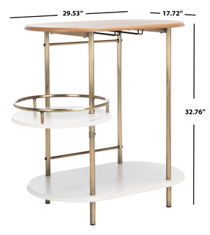 Safavieh Iva 3 Tier Swivel Bar Table - Chic Compact Design With Rotating Shelf For Effortless Entertaining Light Walnut/ Gold BCT8007A