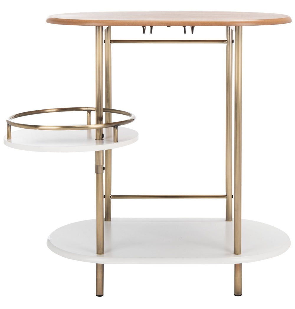 Safavieh Iva 3 Tier Swivel Bar Table - Chic Compact Design With Rotating Shelf For Effortless Entertaining Light Walnut/ Gold BCT8007A