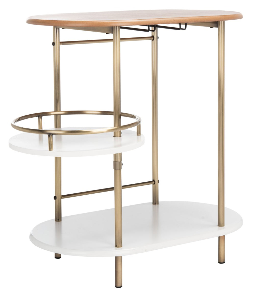 Safavieh Iva 3 Tier Swivel Bar Table - Chic Compact Design With Rotating Shelf For Effortless Entertaining Light Walnut/ Gold BCT8007A