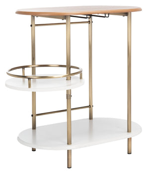 Safavieh Iva 3 Tier Swivel Bar Table - Chic Compact Design With Rotating Shelf For Effortless Entertaining Light Walnut/ Gold BCT8007A