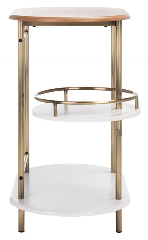 Safavieh Iva 3 Tier Swivel Bar Table - Chic Compact Design With Rotating Shelf For Effortless Entertaining Light Walnut/ Gold BCT8007A