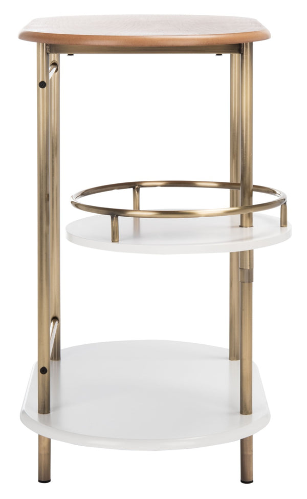 Safavieh Iva 3 Tier Swivel Bar Table - Chic Compact Design With Rotating Shelf For Effortless Entertaining Light Walnut/ Gold BCT8007A