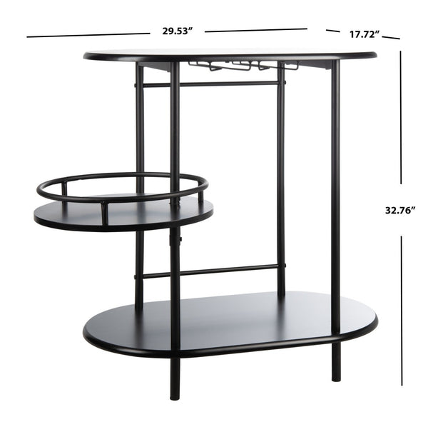 Safavieh Iva 3 Tier Swivel Bar Table - Chic Compact Design With Rotating Shelf For Effortless Entertaining Matte Black BCT8007B