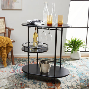 Safavieh Iva 3 Tier Swivel Bar Table - Chic Compact Design With Rotating Shelf For Effortless Entertaining Matte Black BCT8007B