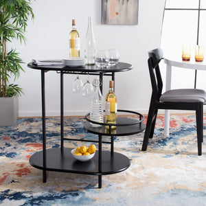 Safavieh Iva 3 Tier Swivel Bar Table - Chic Compact Design With Rotating Shelf For Effortless Entertaining Matte Black BCT8007B
