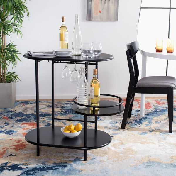 Safavieh Iva 3 Tier Swivel Bar Table - Chic Compact Design With Rotating Shelf For Effortless Entertaining Matte Black BCT8007B