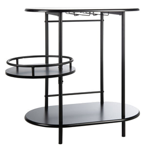 Safavieh Iva 3 Tier Swivel Bar Table - Chic Compact Design With Rotating Shelf For Effortless Entertaining Matte Black BCT8007B