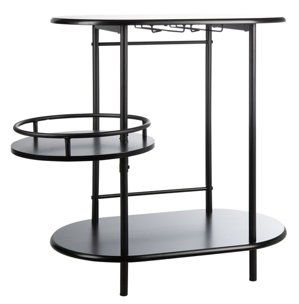 Safavieh Iva 3 Tier Swivel Bar Table - Chic Compact Design With Rotating Shelf For Effortless Entertaining Matte Black BCT8007B