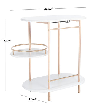 Safavieh Iva 3 Tier Swivel Bar Table - Chic Compact Design With Rotating Shelf For Effortless Entertaining White / Gold BCT8007C