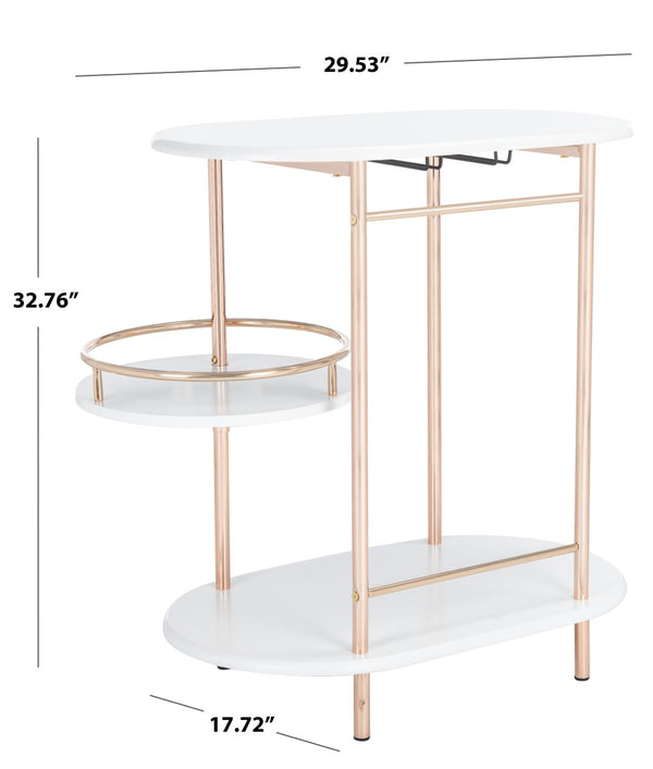 Safavieh Iva 3 Tier Swivel Bar Table - Chic Compact Design With Rotating Shelf For Effortless Entertaining White / Gold BCT8007C