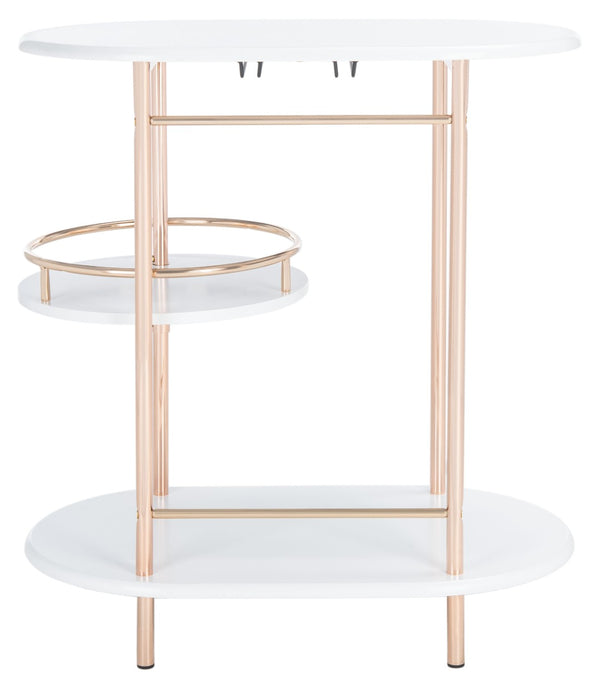 Safavieh Iva 3 Tier Swivel Bar Table - Chic Compact Design With Rotating Shelf For Effortless Entertaining White / Gold BCT8007C