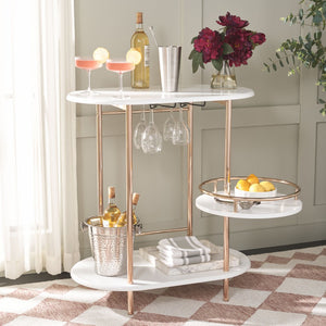 Safavieh Iva 3 Tier Swivel Bar Table - Chic Compact Design With Rotating Shelf For Effortless Entertaining White / Gold BCT8007C
