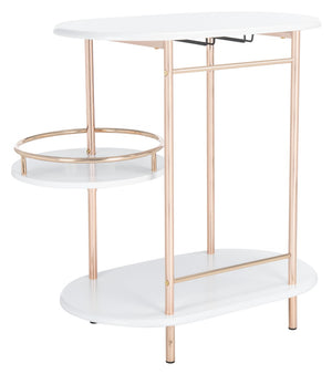 Safavieh Iva 3 Tier Swivel Bar Table - Chic Compact Design With Rotating Shelf For Effortless Entertaining White / Gold BCT8007C