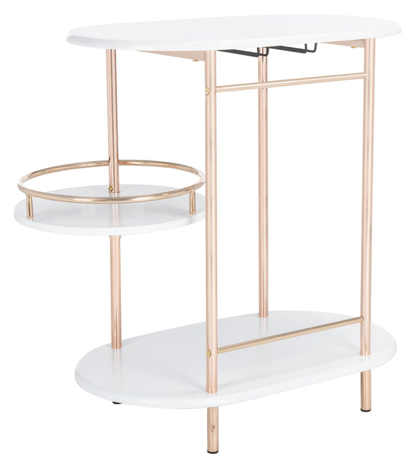 Safavieh Iva 3 Tier Swivel Bar Table - Chic Compact Design With Rotating Shelf For Effortless Entertaining White / Gold BCT8007C