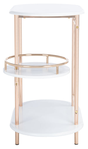 Safavieh Iva 3 Tier Swivel Bar Table - Chic Compact Design With Rotating Shelf For Effortless Entertaining White / Gold BCT8007C