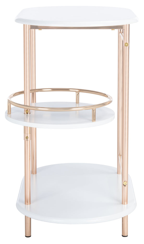 Safavieh Iva 3 Tier Swivel Bar Table - Chic Compact Design With Rotating Shelf For Effortless Entertaining White / Gold BCT8007C