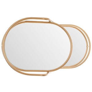 Safavieh Midas Elegant Two-Tier Oval Bar Cart With Mirrored Shelves & Gold Frame For Stylish Entertaining BCT8008A