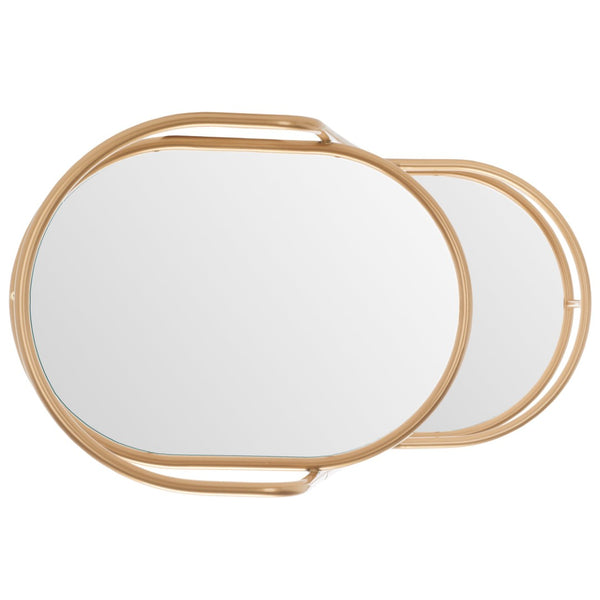 Safavieh Midas Elegant Two-Tier Oval Bar Cart With Mirrored Shelves & Gold Frame For Stylish Entertaining BCT8008A