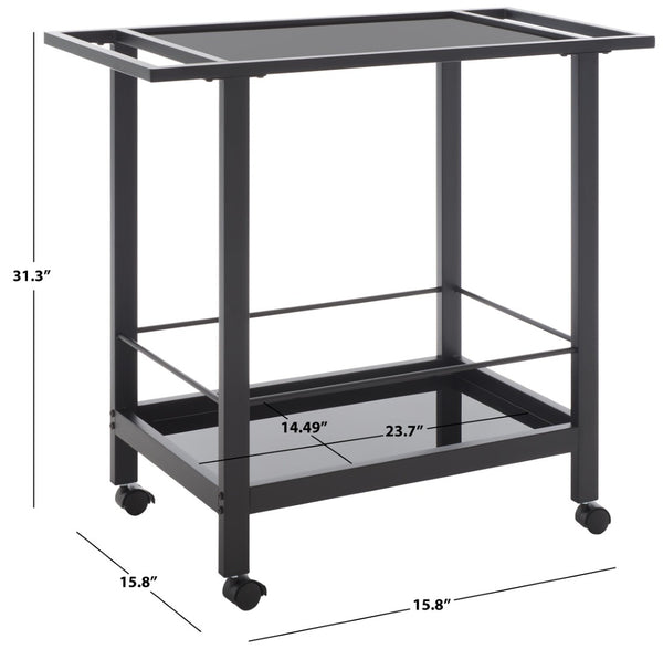 Safavieh Gaelle Stylish Two-Tier Bar Cart For Effortless Entertaining And Modern Home Décor Solutions Matte Black/ Black BCT8009A