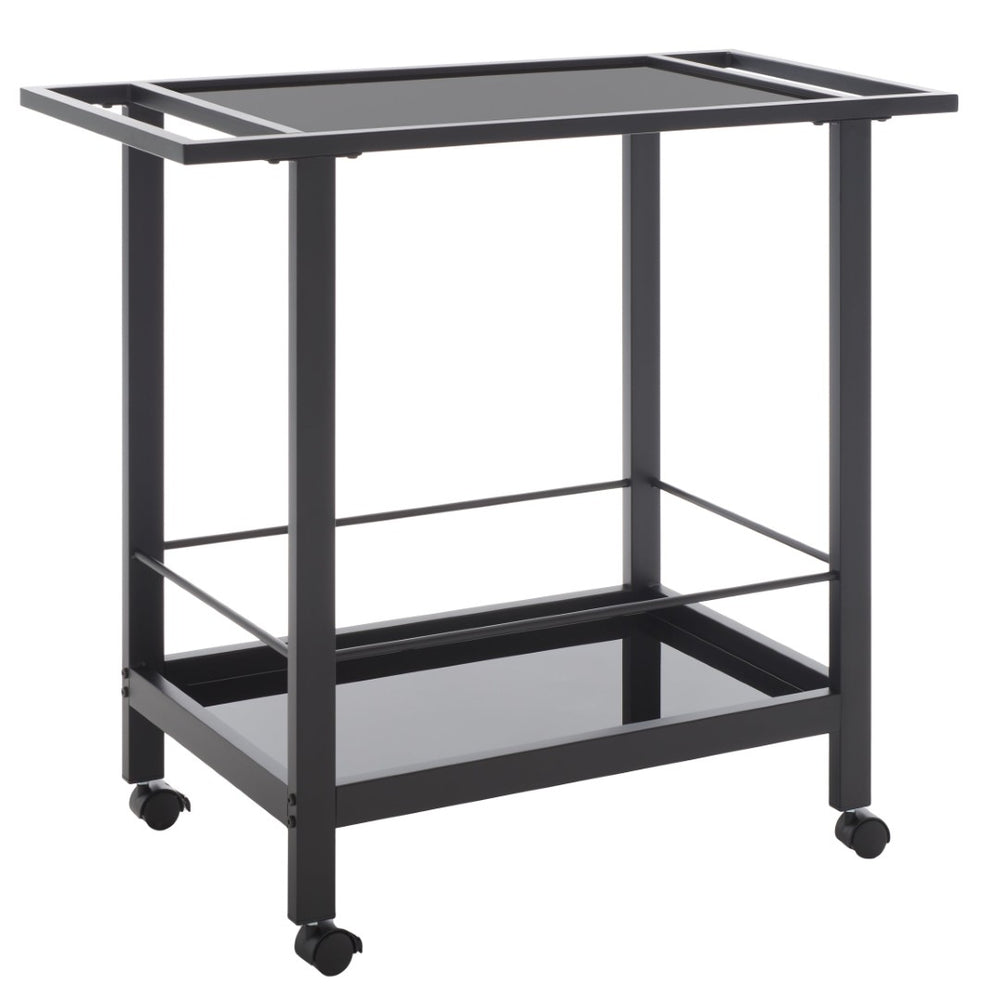 Safavieh Gaelle Stylish Two-Tier Bar Cart For Effortless Entertaining And Modern Home Décor Solutions Matte Black/ Black BCT8009A