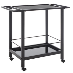 Safavieh Gaelle Stylish Two-Tier Bar Cart For Effortless Entertaining And Modern Home Décor Solutions Matte Black/ Black BCT8009A