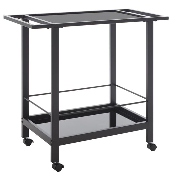 Safavieh Gaelle Stylish Two-Tier Bar Cart For Effortless Entertaining And Modern Home Décor Solutions Matte Black/ Black BCT8009A