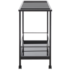 Safavieh Gaelle Stylish Two-Tier Bar Cart For Effortless Entertaining And Modern Home Décor Solutions Matte Black/ Black BCT8009A