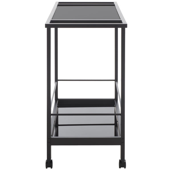 Safavieh Gaelle Stylish Two-Tier Bar Cart For Effortless Entertaining And Modern Home Décor Solutions Matte Black/ Black BCT8009A